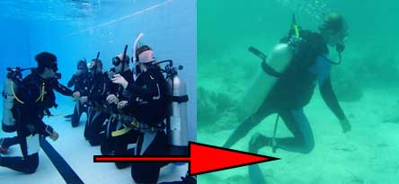 kneeling to practice on diving courses is bad