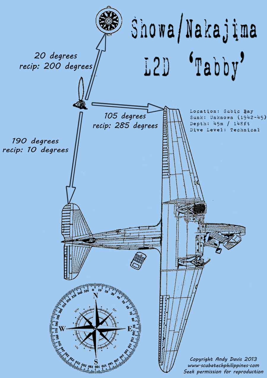 L2D tabby aircraft wreck map subic bay philippines