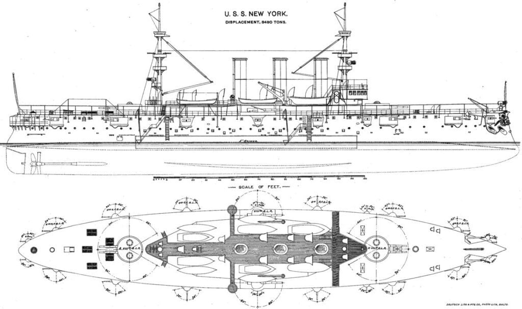USS New York (later USS Rochester and USS Saratoga) ACR-2 CA-2 Subic Bay wreck dive site