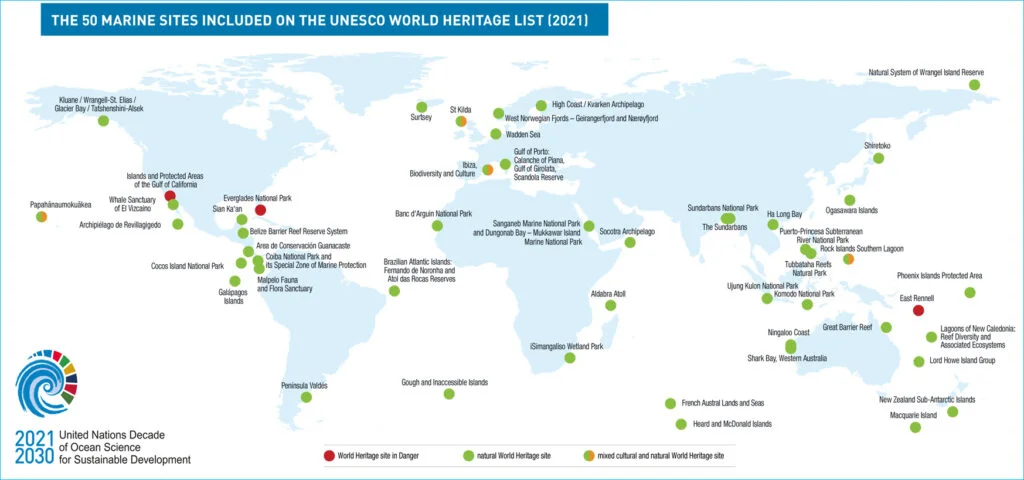UNESCO Marine World Heritage Sites map