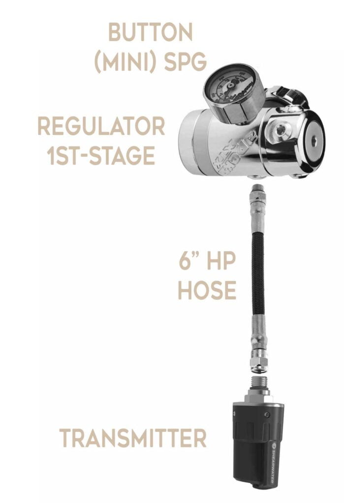 sidemount air integration using a mini SPG, or button SPG, as a backup to the AI transmitter.