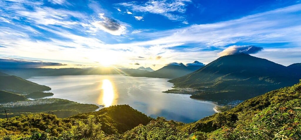 Sunrise in the morning at lake Atitlan, Guatemala. By Juan Francisco. One of the best altitude diving destinations